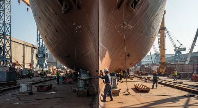 строительство корабля на судоходной верфи